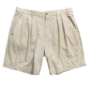 Vintage Kahala Shorts Mens 38 Sand Beige Silk Blend Pleated Chino Grip Waistband